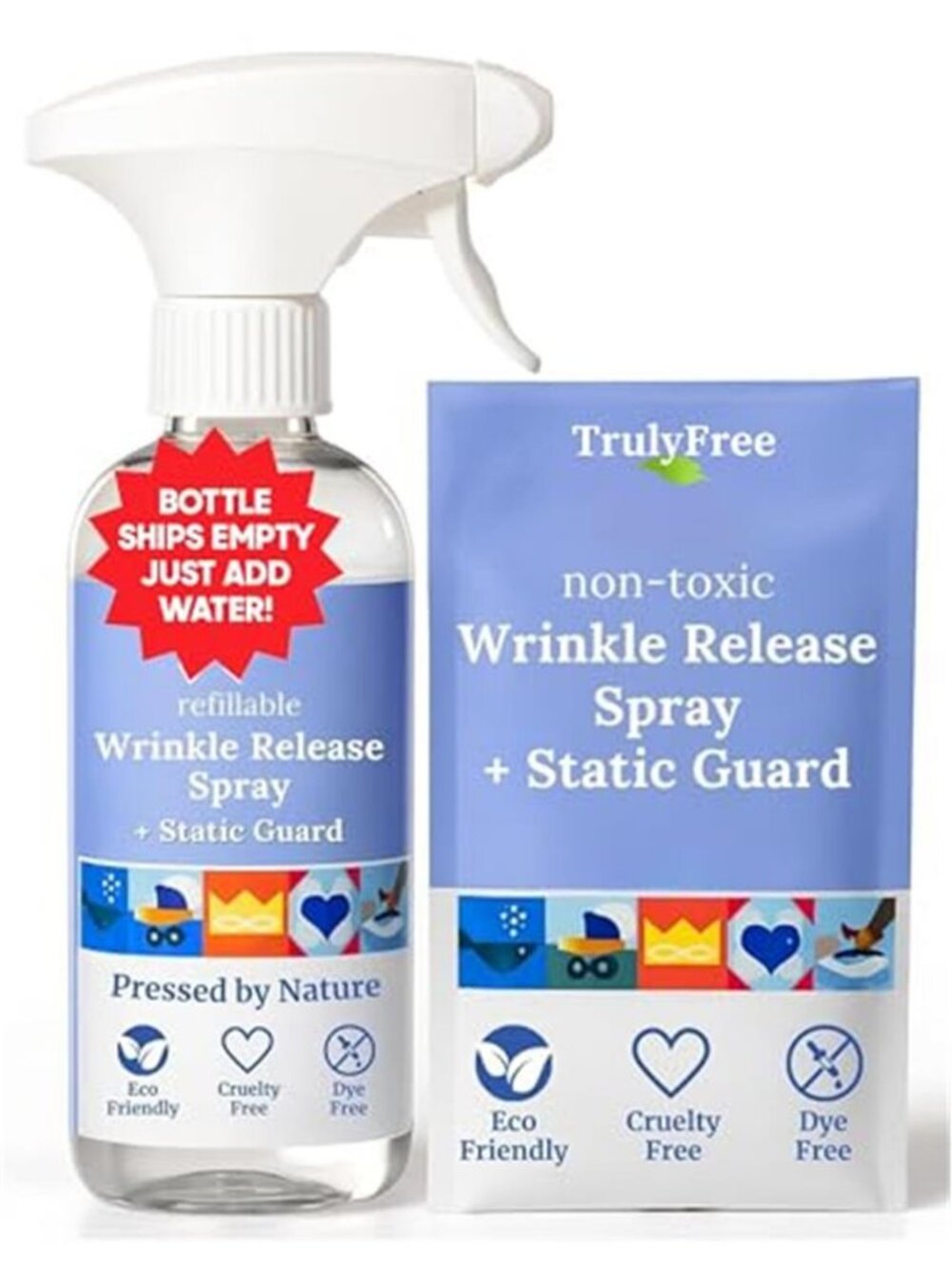 Wrinkle & Static Releaser Spray - 12oz Bottle + 1 Fill, 3oz - G